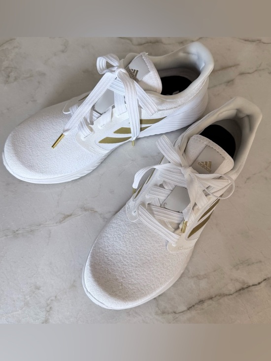 Adidas Edge Lux 3 White/Gold Mesh Running Shoes - Womens 11/ Excellent - Picture 2 of 9